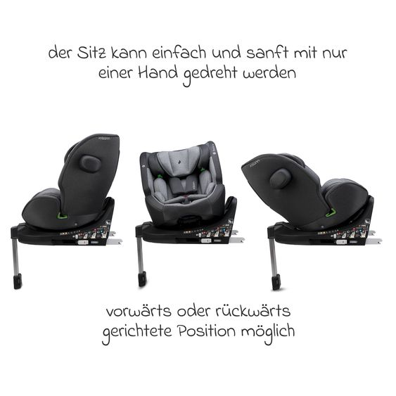Osann Reboarder-Kindersitz One 360 SL i-Size drehbar ab Geburt - 12 Jahre (40 cm - 150 cm) inkl. Isofix-Basis mit Stützfuß - Universe Grey