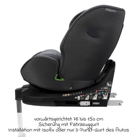 Osann Reboarder-Kindersitz One 360 SL i-Size drehbar ab Geburt - 12 Jahre (40 cm - 150 cm) inkl. Isofix-Basis mit Stützfuß - Universe Grey