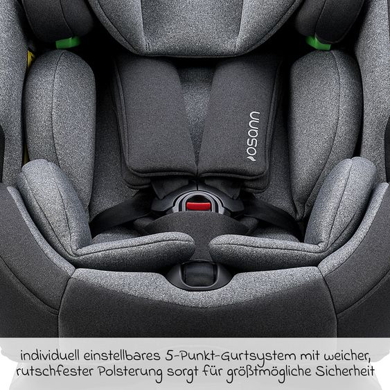 Osann Reboarder-Kindersitz One 360 SL i-Size drehbar ab Geburt - 12 Jahre (40 cm - 150 cm) inkl. Isofix-Basis mit Stützfuß - Universe Grey