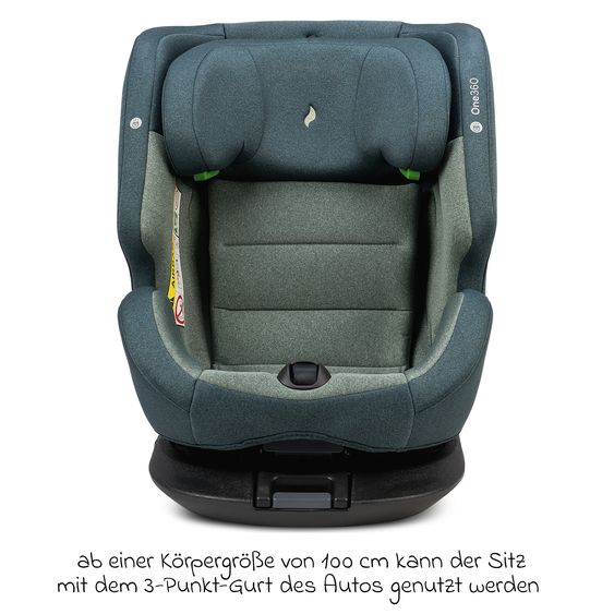 Osann Reboarder-Kindersitz One360 i-Size ab Geburt - 12 Jahre (40 cm - 150 cm) 360° drehbar mit Isofix-Basis & Top-Tether - Universe Green