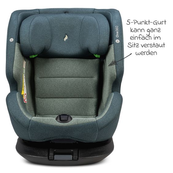 Osann Reboarder-Kindersitz One360 i-Size ab Geburt - 12 Jahre (40 cm - 150 cm) 360° drehbar mit Isofix-Basis & Top-Tether - Universe Green