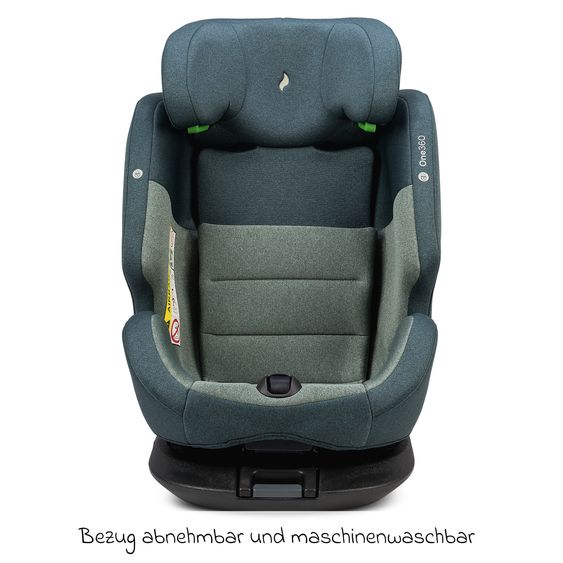 Osann Reboarder-Kindersitz One360 i-Size ab Geburt - 12 Jahre (40 cm - 150 cm) 360° drehbar mit Isofix-Basis & Top-Tether - Universe Green