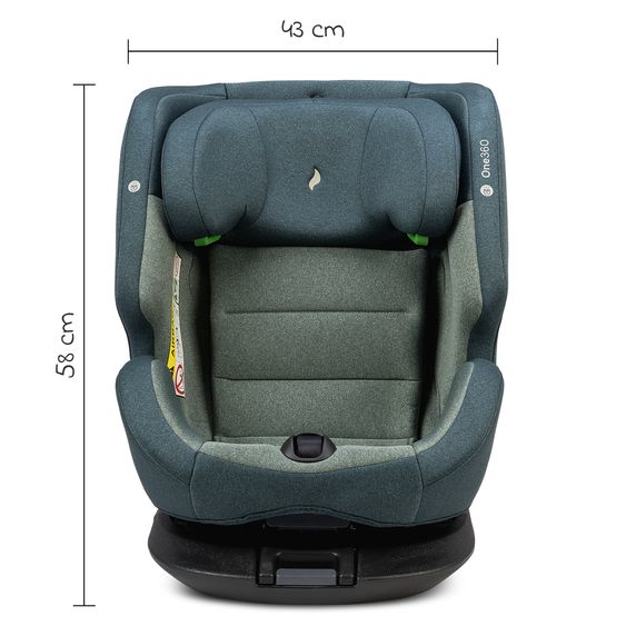 Osann Reboarder-Kindersitz One360 i-Size ab Geburt - 12 Jahre (40 cm - 150 cm) 360° drehbar mit Isofix-Basis & Top-Tether - Universe Green