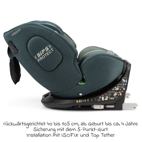 Osann Reboarder-Kindersitz One360 i-Size ab Geburt - 12 Jahre (40 cm - 150 cm) 360° drehbar mit Isofix-Basis & Top-Tether - Universe Green