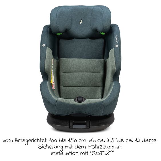 Osann Reboarder-Kindersitz One360 i-Size ab Geburt - 12 Jahre (40 cm - 150 cm) 360° drehbar mit Isofix-Basis & Top-Tether - Universe Green