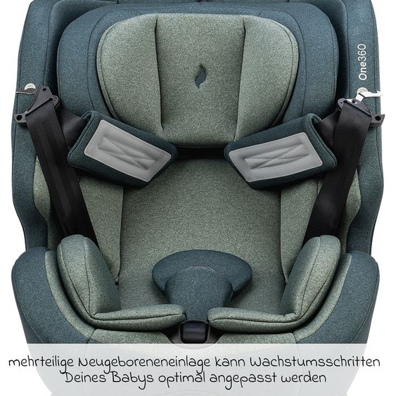 Osann Reboarder-Kindersitz One360 i-Size ab Geburt - 12 Jahre (40 cm - 150 cm) 360° drehbar mit Isofix-Basis & Top-Tether - Universe Green