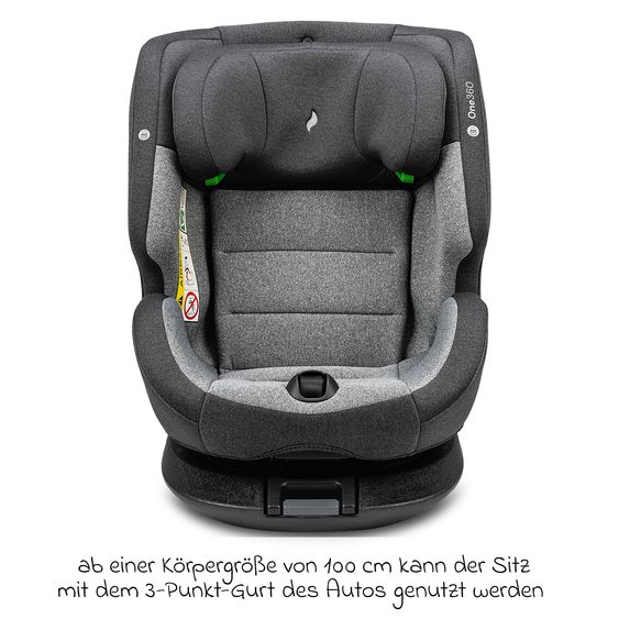 Osann Reboarder-Kindersitz One360 i-Size ab Geburt - 12 Jahre (40 cm - 150 cm) 360° drehbar mit Isofix-Basis & Top-Tether - Universe Grey