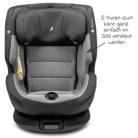 Osann Reboarder-Kindersitz One360 i-Size ab Geburt - 12 Jahre (40 cm - 150 cm) 360° drehbar mit Isofix-Basis & Top-Tether - Universe Grey