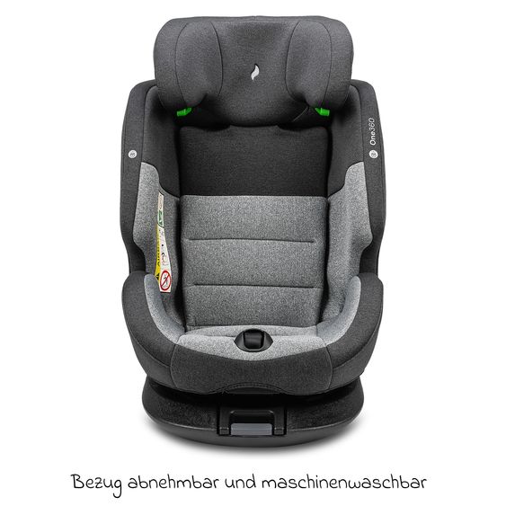 Osann Reboarder-Kindersitz One360 i-Size ab Geburt - 12 Jahre (40 cm - 150 cm) 360° drehbar mit Isofix-Basis & Top-Tether - Universe Grey