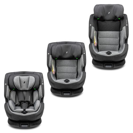 Osann Reboarder-Kindersitz One360 i-Size ab Geburt - 12 Jahre (40 cm - 150 cm) 360° drehbar mit Isofix-Basis & Top-Tether - Universe Grey