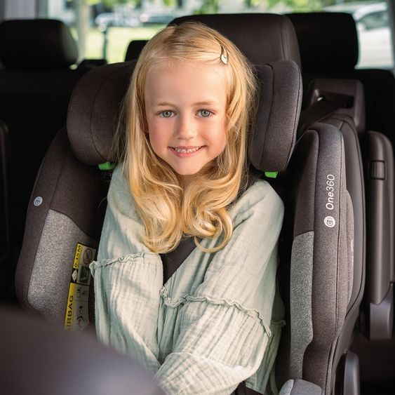 Osann Reboarder-Kindersitz One360 i-Size ab Geburt - 12 Jahre (40 cm - 150 cm) 360° drehbar mit Isofix-Basis & Top-Tether - Universe Grey