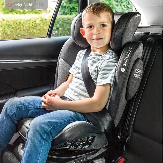 Osann Reboarder-Kindersitz Swift360 S i-Size ab 15 Monate - 12 Jahre (76 cm - 150 cm) 360° drehbar mit Isofix-Basis & Top-Tether - All Black