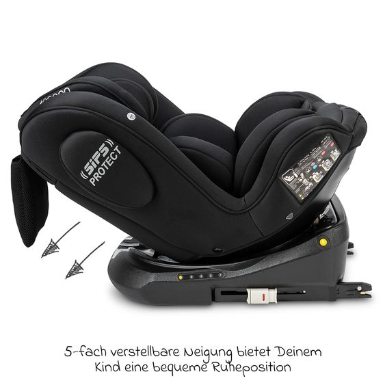 Osann Reboarder-Kindersitz Swift360 S i-Size ab 15 Monate - 12 Jahre (76 cm - 150 cm) 360° drehbar mit Isofix-Basis & Top-Tether - All Black