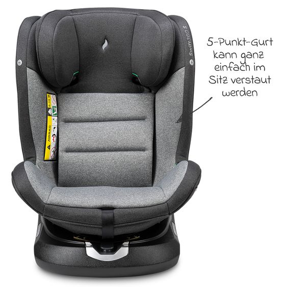 Osann Reboarder-Kindersitz Swift360 S i-Size ab 15 Monate - 12 Jahre (76 cm - 150 cm) 360° drehbar mit Isofix-Basis & Top-Tether - Universe Grey