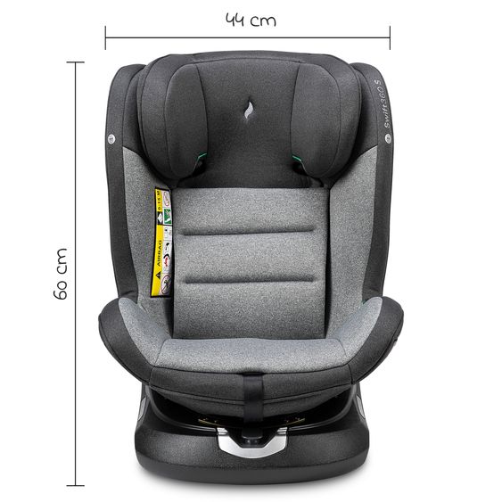 Osann Reboarder-Kindersitz Swift360 S i-Size ab 15 Monate - 12 Jahre (76 cm - 150 cm) 360° drehbar mit Isofix-Basis & Top-Tether - Universe Grey