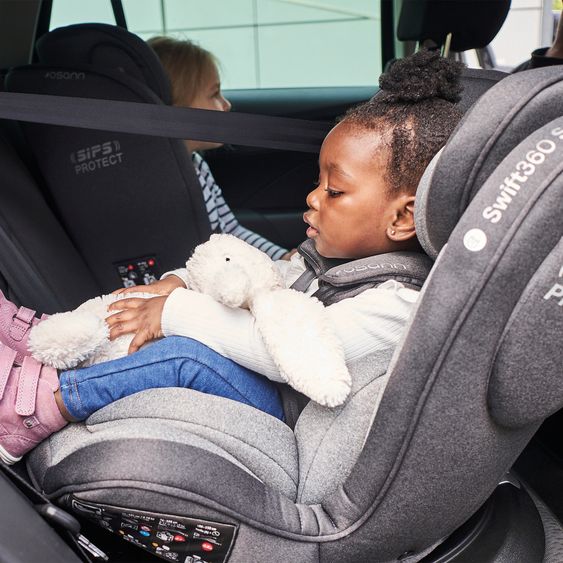 Osann Reboarder-Kindersitz Swift360 S i-Size ab 15 Monate - 12 Jahre (76 cm - 150 cm) 360° drehbar mit Isofix-Basis & Top-Tether - Universe Grey