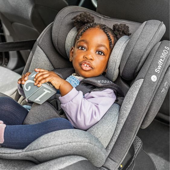 Osann Reboarder-Kindersitz Swift360 S i-Size ab 15 Monate - 12 Jahre (76 cm - 150 cm) 360° drehbar mit Isofix-Basis & Top-Tether - Universe Grey