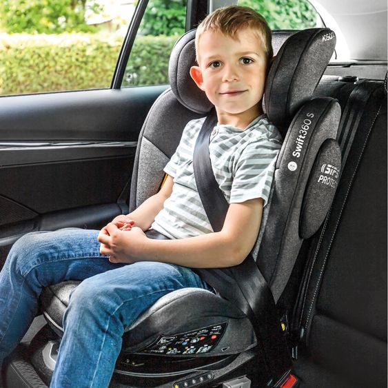 Osann Reboarder-Kindersitz Swift360 S i-Size ab 15 Monate - 12 Jahre (76 cm - 150 cm) 360° drehbar mit Isofix-Basis & Top-Tether - Universe Grey