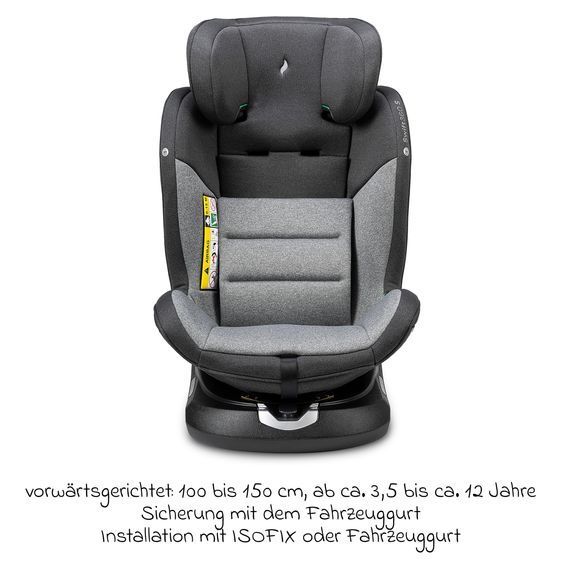 Osann Reboarder-Kindersitz Swift360 S i-Size ab 15 Monate - 12 Jahre (76 cm - 150 cm) 360° drehbar mit Isofix-Basis & Top-Tether - Universe Grey