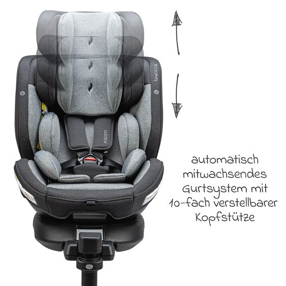 Osann Reboarder-Kindersitz Turai 360 SL ab Geburt - 4 Jahre (40 cm - 105 cm) drehbar inkl. Isofix-Basis - Universe Grey