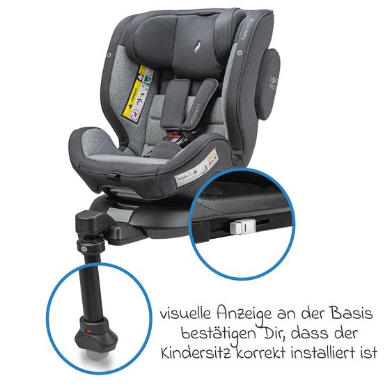 Osann Reboarder-Kindersitz Turai 360 SL ab Geburt - 4 Jahre (40 cm - 105 cm) drehbar inkl. Isofix-Basis - Universe Grey