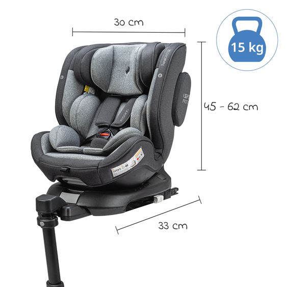 Osann Reboarder-Kindersitz Turai 360 SL ab Geburt - 4 Jahre (40 cm - 105 cm) drehbar inkl. Isofix-Basis - Universe Grey