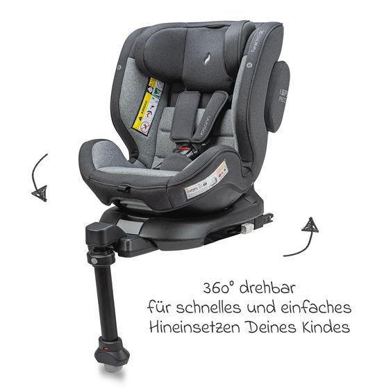 Osann Reboarder-Kindersitz Turai 360 SL ab Geburt - 4 Jahre (40 cm - 105 cm) drehbar inkl. Isofix-Basis - Universe Grey