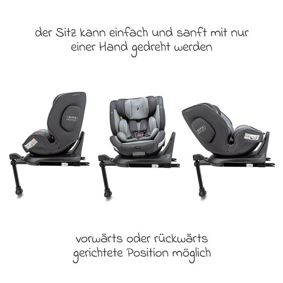 Osann Reboarder-Kindersitz Turai 360 SL ab Geburt - 4 Jahre (40 cm - 105 cm) drehbar inkl. Isofix-Basis - Universe Grey