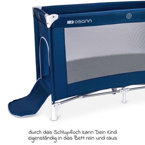 Osann Reisebett Travel mit seitlichem Einstieg inkl. Transportasche 120 x 60 cm - Royal Blau