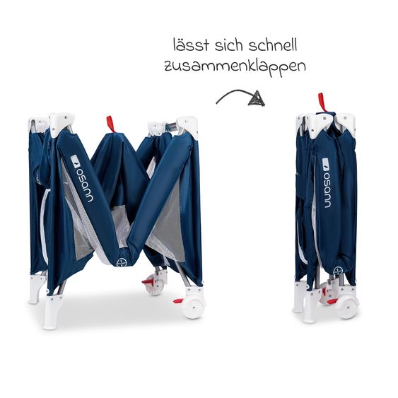 Osann Reisebett Travel mit seitlichem Einstieg inkl. Transportasche 120 x 60 cm - Royal Blau