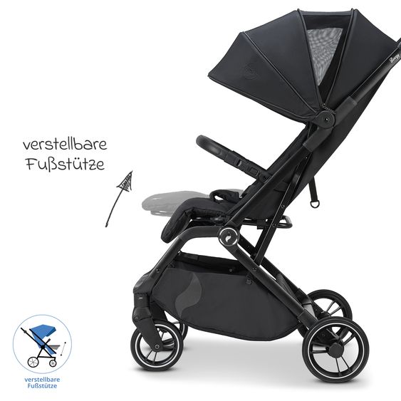 Osann Reisebuggy & Sportwagen Boogy 2 bis 22 kg belastbar nur 7,5 kg mit Liegeposition & Regenschutz - Coal