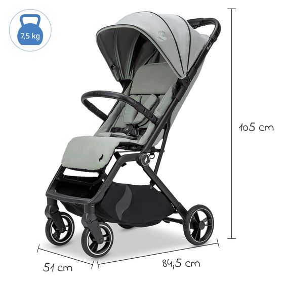 Osann Reisebuggy & Sportwagen Boogy 2 bis 22 kg belastbar nur 7,5 kg mit Liegeposition & Regenschutz - Moss