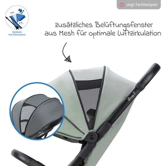 Osann Reisebuggy & Sportwagen Boogy 2 bis 22 kg belastbar nur 7,5 kg mit Liegeposition & Regenschutz - Moss