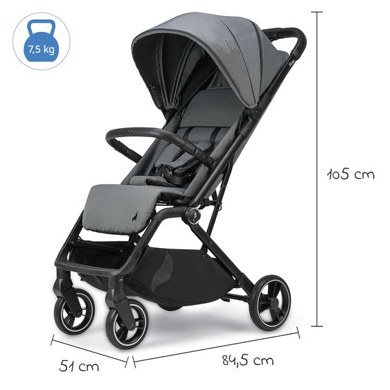 Osann Reisebuggy & Sportwagen Boogy 2 bis 22 kg belastbar nur 7,5 kg mit Liegeposition & Regenschutz - Stone
