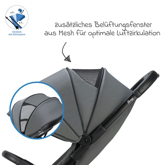 Osann Reisebuggy & Sportwagen Boogy 2 bis 22 kg belastbar nur 7,5 kg mit Liegeposition & Regenschutz - Stone