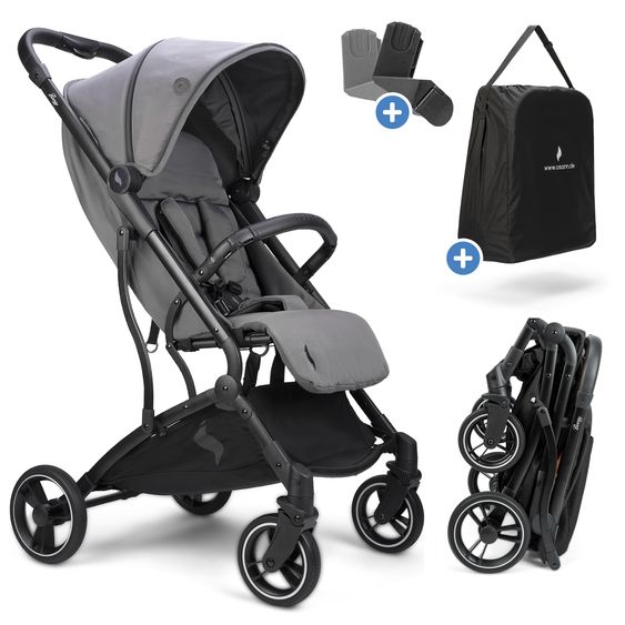 Osann Reisebuggy & Sportwagen Boogy bis 22 kg belastbar nur 6,8 kg leicht inkl. Adapter, Regenschutz & Transporttasche - Asphalt