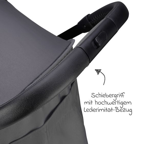 Osann Reisebuggy & Sportwagen Boogy bis 22 kg belastbar nur 6,8 kg leicht inkl. Adapter, Regenschutz & Transporttasche - Asphalt