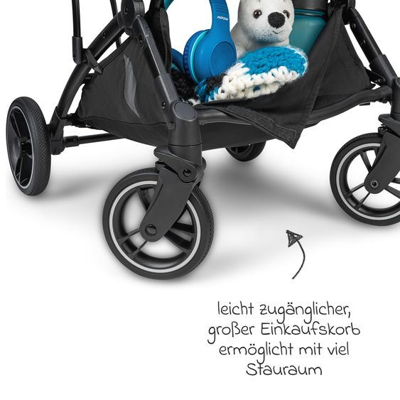 Osann Reisebuggy & Sportwagen Boogy bis 22 kg belastbar nur 6,8 kg leicht inkl. Adapter, Regenschutz & Transporttasche - Asphalt