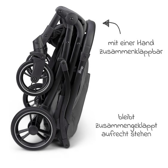Osann Reisebuggy & Sportwagen Boogy bis 22 kg belastbar nur 6,8 kg leicht inkl. Adapter, Regenschutz & Transporttasche - Asphalt
