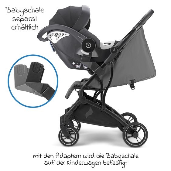 Osann Reisebuggy & Sportwagen Boogy bis 22 kg belastbar nur 6,8 kg leicht inkl. Adapter, Regenschutz & Transporttasche - Asphalt