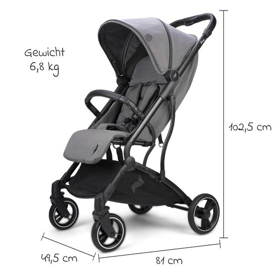 Osann Reisebuggy & Sportwagen Boogy bis 22 kg belastbar nur 6,8 kg leicht inkl. Adapter, Regenschutz & Transporttasche - Asphalt