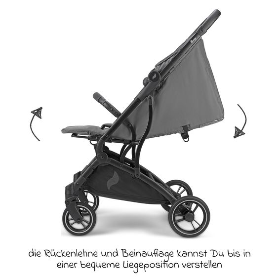 Osann Reisebuggy & Sportwagen Boogy bis 22 kg belastbar nur 6,8 kg leicht inkl. Adapter, Regenschutz & Transporttasche - Asphalt