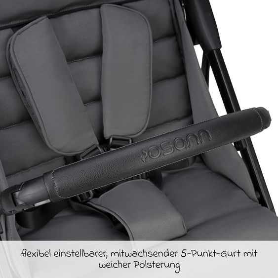 Osann Reisebuggy & Sportwagen Boogy bis 22 kg belastbar nur 6,8 kg leicht inkl. Adapter, Regenschutz & Transporttasche - Asphalt