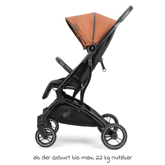 Osann Reisebuggy & Sportwagen Boogy bis 22 kg belastbar nur 6,8 kg leicht inkl. Adapter, Regenschutz & Transporttasche - Caramel