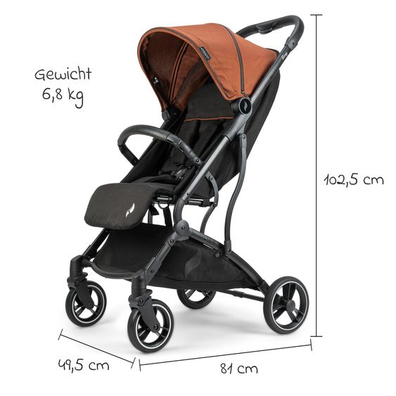 Osann Reisebuggy & Sportwagen Boogy bis 22 kg belastbar nur 6,8 kg leicht inkl. Adapter, Regenschutz & Transporttasche - Caramel
