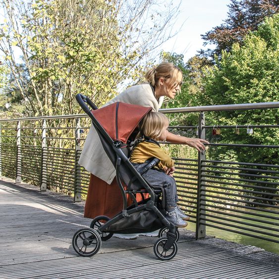 Osann Reisebuggy & Sportwagen Boogy bis 22 kg belastbar nur 6,8 kg leicht inkl. Adapter, Regenschutz & Transporttasche - Caramel