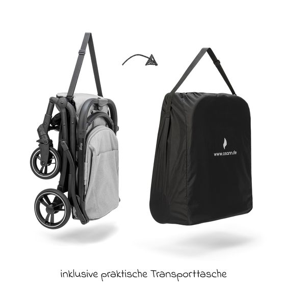 Osann Reisebuggy & Sportwagen Boogy bis 22 kg belastbar nur 6,8 kg leicht inkl. Adapter, Regenschutz & Transporttasche - Cloud