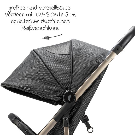 Osann Reisebuggy & Sportwagen Boogy bis 22 kg belastbar nur 6,8 kg leicht inkl. Adapter, Regenschutz & Transporttasche - Elegance