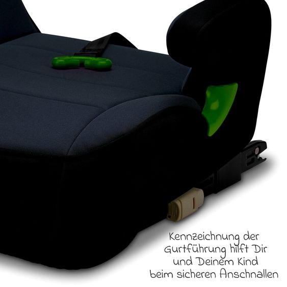 Osann Sitzerhöhung Junior Isofix Gurtfix i-Size ab 7 Jahre - 12 Jahre (126 cm - 150 cm) nur 3,3 kg leicht - Nero