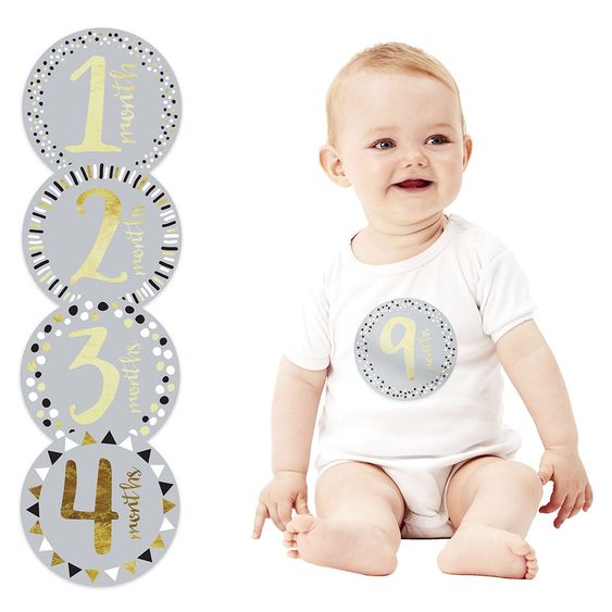 Pearhead Meilenstein Foto-Sticker - Grau Gold